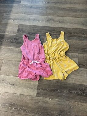 Cat & Jack Girls' Pink and Yellow Sleeveless Romper Set